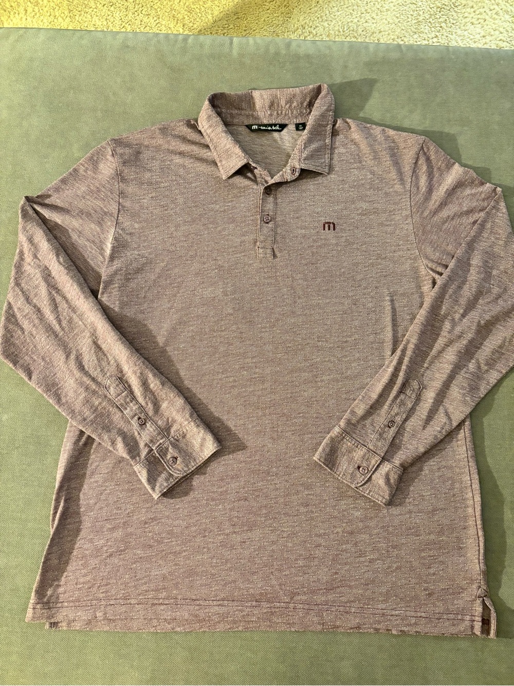 Travis Mathew Maroon Heather Long Sleeve Polo